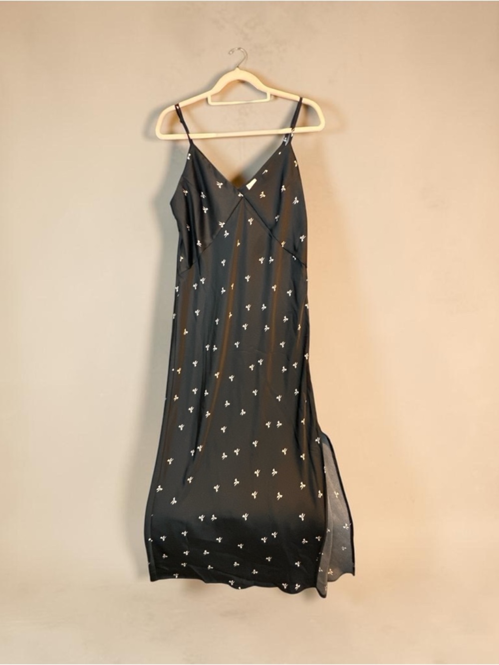 a new day Black Floral Maxi Slip Dress with White Print